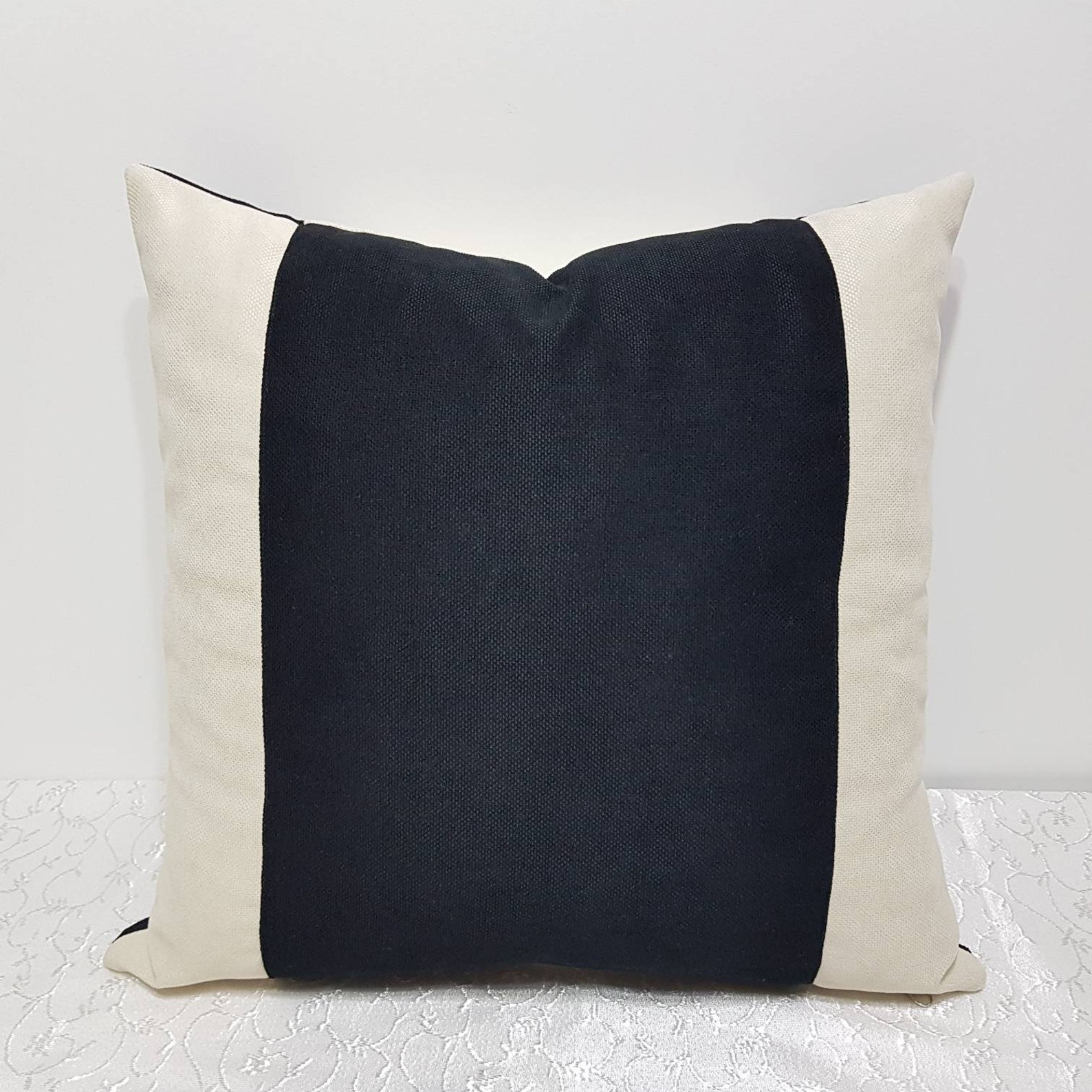 Black and cream pillow cover designer sofa throw cushions Etsy