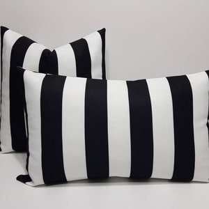 black and white pillow cover, black white striped pillow covers, black and white cushions, striped lumbar pillows, black sofa throw pillow