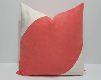 coral pink and white throw pillow cover, modern degrees sofa cushion cover, decorative couch throw pillowcase