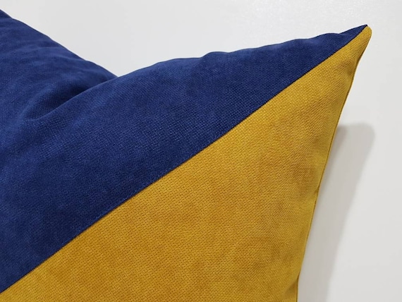 Navy blue hot sale and yellow cushions
