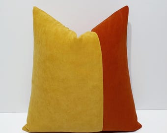 decorative throw cushion cover, burnt orange and mustard yellow, sofa throw pillow cases, designer pillow cover, 26x26, 24x24, 22x22, 20x20