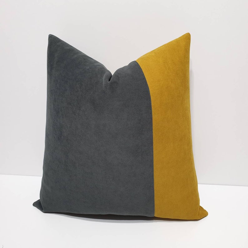 Mustard Yellow and Gray Pillow Cover Mustard Gray Cushion Etsy