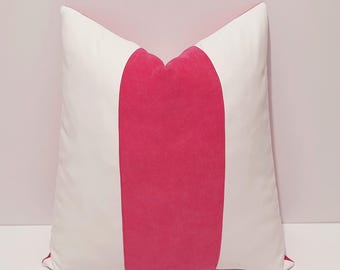 hot pink and white throw pillow cover, designer sofa cushion cases, decorative couch lumbar pillowcase