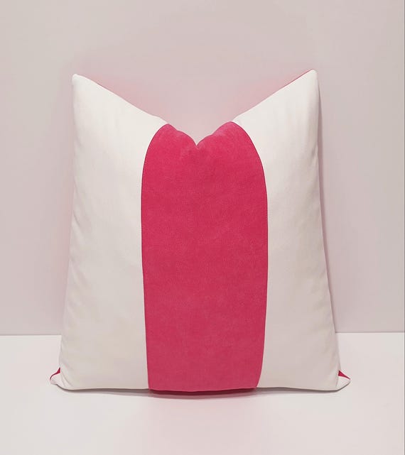 Pinker und weißer Sofakissenbezug, Designer-Sofakissen, dekorativer Couch-Lendenkissenbezug