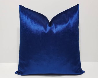royal blue bright velvet pillow cover, blue cushion case, dark blue throw pillow, blue pillows, modern velvet cushions, luxury lumbar pillow