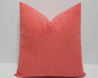 coral pink pillow cover, coral cushion cover, solid pink throw pillow cases, coral lumbar pillows, farmhouse cushion cover, sofa pillows