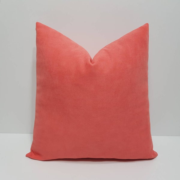 coral pink pillow cover, coral cushion cover, solid pink throw pillow cases, coral lumbar pillows, farmhouse cushion cover, sofa pillows