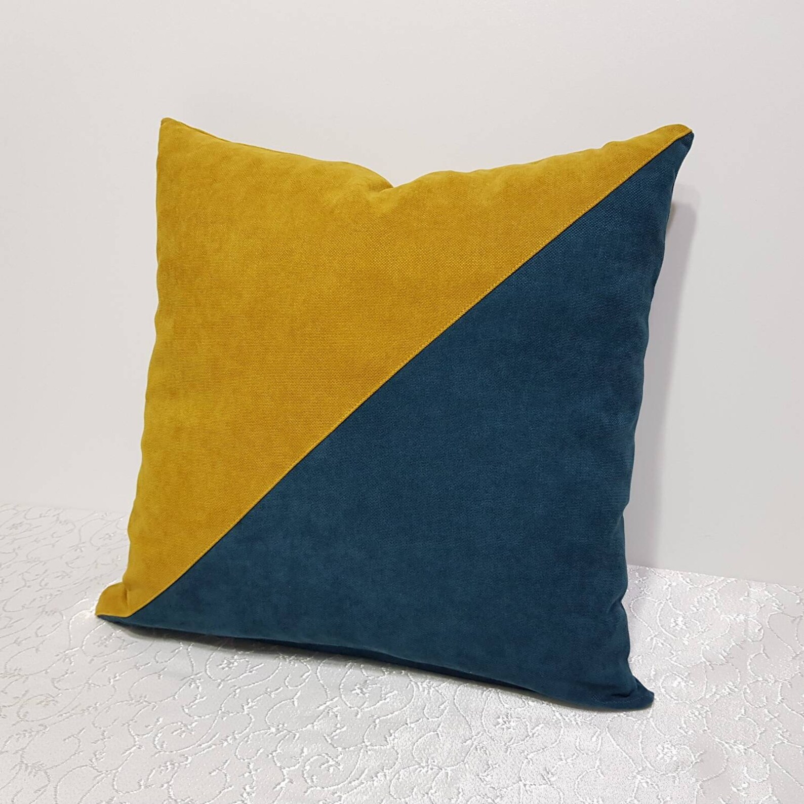 Mustard Yellow Teal Pillow Cover Teal and Yellow Pillow Etsy