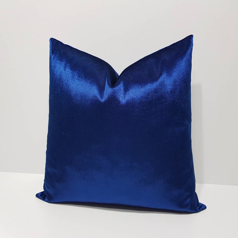 Royal Blue Bright Velvet Pillow Cover Blue Cushion Case Dark Etsy