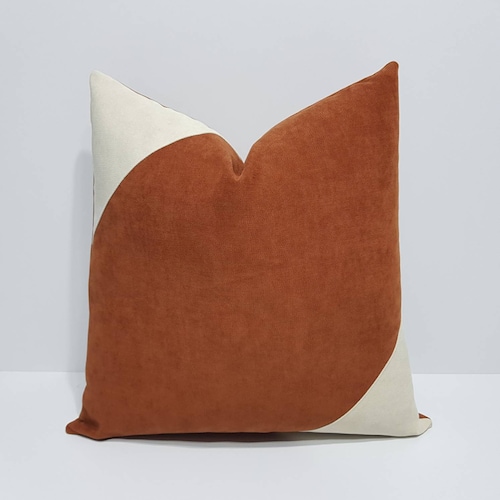 Rust Pillow Cover Rust Cushion Cover Rust and Cream Pillow Etsy