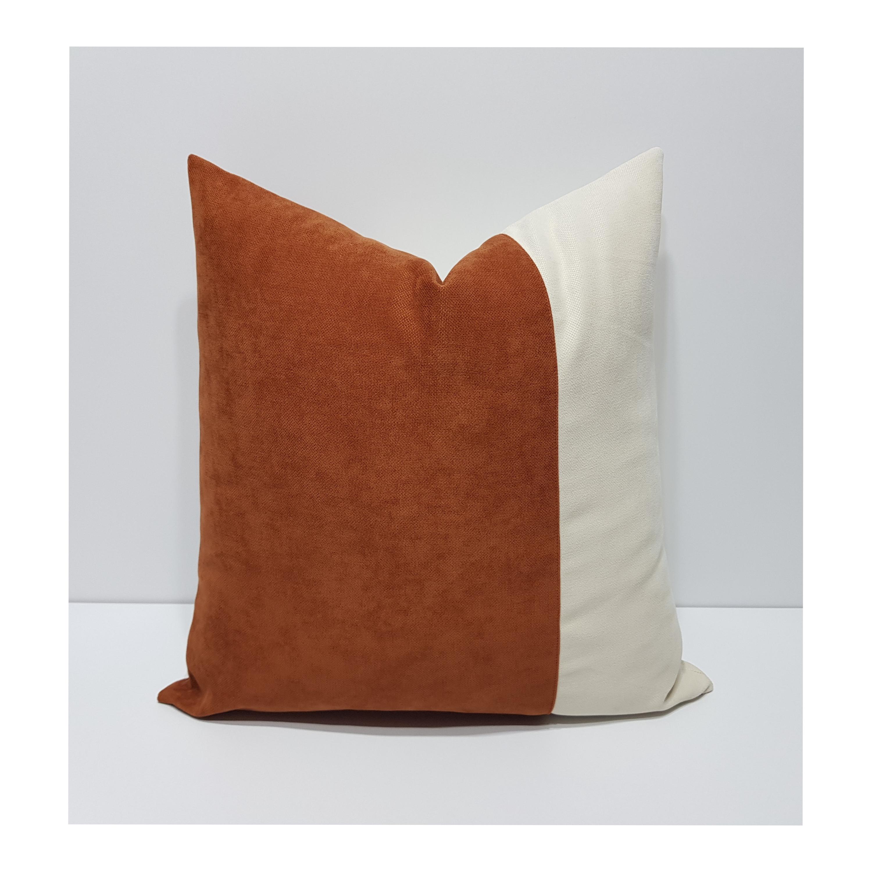 Geometrischer Rost Sofakissen in rost und creme, Coussin Housse, geometrischer Rost Sofakissenbezug, Sofakissenbezug