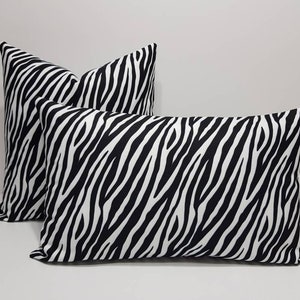 black and white pillow cover, zebra Print Pillow Cover, black white cushions, black striped lumbar pillows, zebra sofa throw pillow