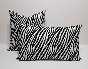 black and white pillow cover, zebra Print Pillow Cover, black white cushions, black striped lumbar pillows, zebra sofa throw pillow