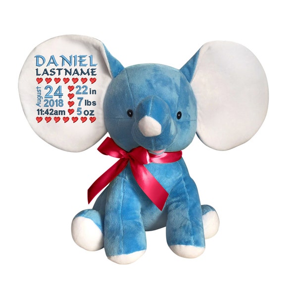 Blue Elephant Stuffed Animal and Embroidery Blank 13 inches for Hand/Machine Embroidery, Sublimation