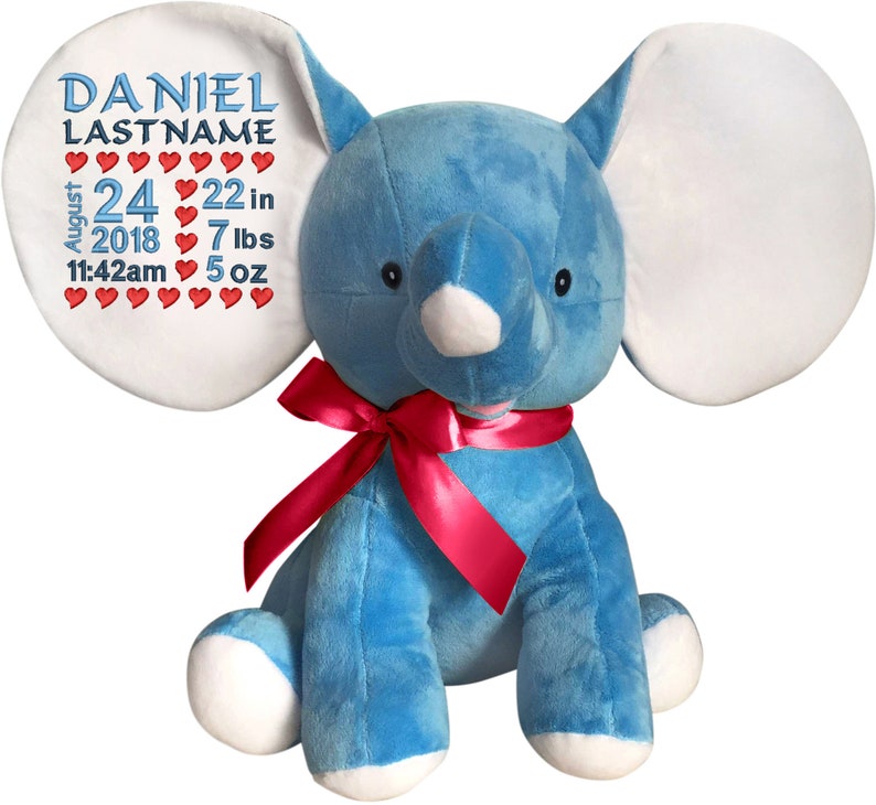 Blue Elephant Stuffed Animal and Embroidery Blank 13 Inches - Etsy