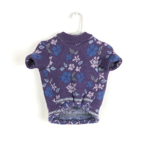 S French Bulldog vintage, floral sweater, apparel, garment with harness opening - 100% wool