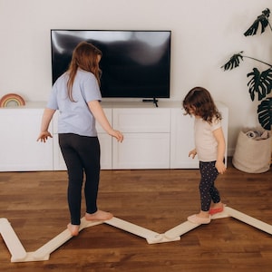 FREE SHIPPING Balance beam set, children low beam, Montessori toy, wooden balance beam, toddler balance beam, Schwebebalken kinder
