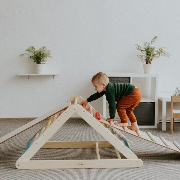 EU FREE DELIVERY, climbing triangle, Indoor jungle gym for toddler, kind klettern indoor, toddler gym, klettergerst kleinkind, wood climber