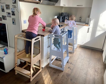 Kitchen, Helper tower, Montessori tower, learning tower, lentrum, toddler stool for kitchen, tour montessori, tour apprentissage