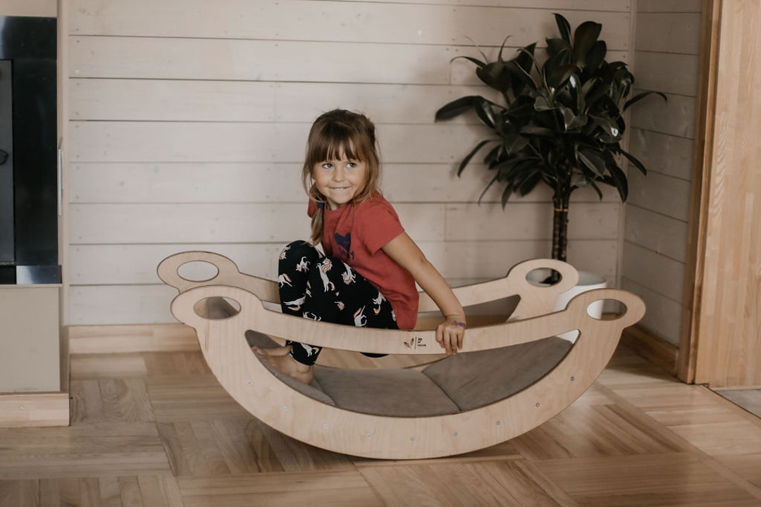 Montessori Rocker for Toddlers | Wooden Balance Rocker With Cushion ...