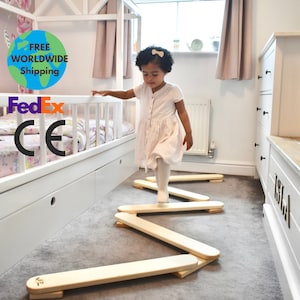 FREE DELIVERY, Balance beam set, children low beam, for kids, Montessori toy, wooden balance gymnast, balance, play, toddler balance beam