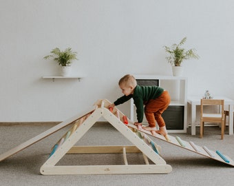 Indoor Klettergerüst Kinder minimalistisches Design Made in EU Nachhaltig Kletterdreieck für Kleinkinder aus natürlichem Holz 100% ECO Modernes Pikler Dreieck für Kinder