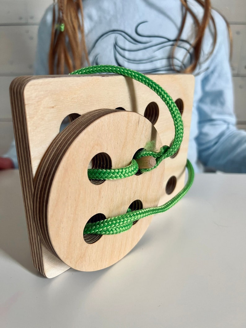 Amazing Montessori Wood Lacing Toy Wooden Toddler Motorskills Etsy