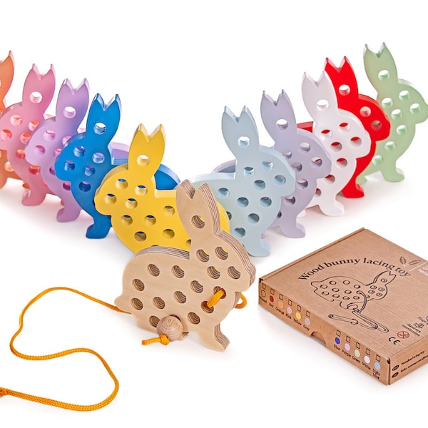 Jouet Montessori pour enfant de 1 an, jouet de laçage en bois, jouet de laçage de lapin de Pâques, jouet en bois pour tout-petit, jouets montessori, montessori spielzeug