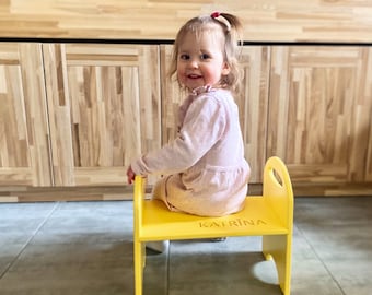 Tabouret pas à pas, tabouret pour tout-petit, mobilier d’intérieur, chaise de chambre d’enfant pour enfants, coloré, couleurs arc-en-ciel, cadeau bébé