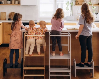 Kitchen, Help tower, Montessori helper tower, Toddler stool for kitchen, tour d'observation, tour montessori, kitchen help tower, montessori