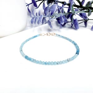 Ombre Blue Chalcedony Bracelet: Dainty Beaded Gemstone Handmade Jewelry, Something Blue Anklet for Bride, Crystal Bead Choker Necklace