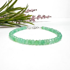 Chrysopraas armband, lente groene edelsteen kralenarmband, chrysopraas ketting, chrysopraas kralen choker ketting voor de zomer, cadeau voor haar