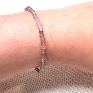 Multicolor Spinel Bracelet, Dainty Multi Color Spinel Faceted Rondelle Beaded Bracelet, August Birthstone, 22nd Wedding Anniversary Gift