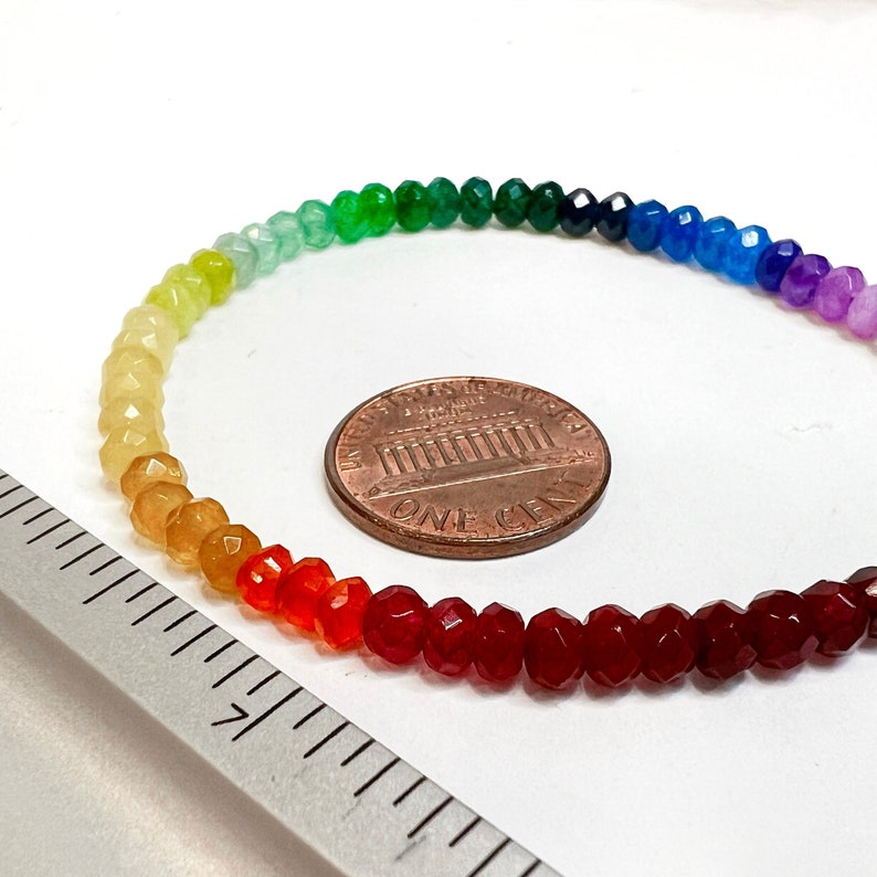 Rainbow Bracelet Beaded, Colorful Mixed Gemstone Candy Necklace, Multicolor Gem Rondelle Bead Bracelet, Multi Color Stones, Pride Bracelet image 4