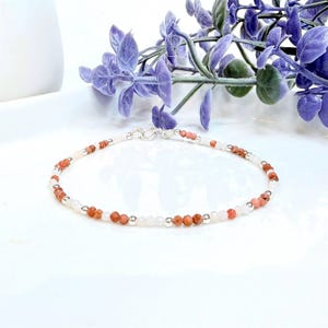 Pink Opal & Rhodonite Bracelet, 2mm Tiny Bead Bracelet, Multi Gem Beaded Choker Necklace, October Birthstone, Feminine Energy Gift for Women