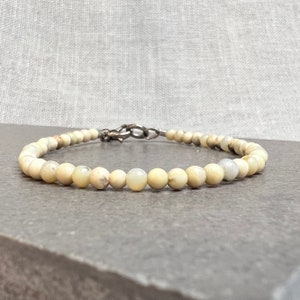 Beige Australian Opal Bead Bracelet, Neutral Gemstone Handmade Jewelry, October Birthstone, Beaded Boho Bracelet, Raw Stone Choker Necklace