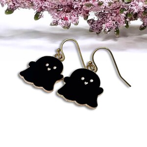 Cute Ghost Earrings, Kawaii Earrings, Fun Halloween Earrings, Spooky Season Jewelry, Enamel Charm Happy Ghost Dangle Earrings Under 20 Gift