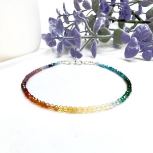 Rainbow Bracelet, Rainbow Gemstone Bracelet, Multicolor Beaded Colorful Bracelet, Rainbow Bead Choker, Subtle Pride Jewelry Gift for Lesbian