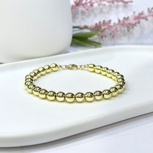Gold Hematite Bracelet with Clasp, Gold Bead Bracelet, Gold Ball Bracelet, Hematite Jewelry for Men or Women, 2mm 3mm 4mm 6mm Beaded Anklet