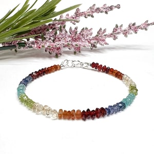 Rainbow Gemstone Bracelet, Multicolor Beaded Rainbow Bracelet, Colorful Multi Gem Bracelet, Subtle Pride Jewelry, Gift for Lesbian Friend