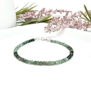Ombre Emerald Beaded Bracelet, Raw Emerald Bracelet, Brazilian Emerald, May Birthstone Bracelet, Green Gemstone Bracelet, Layering Bracelet
