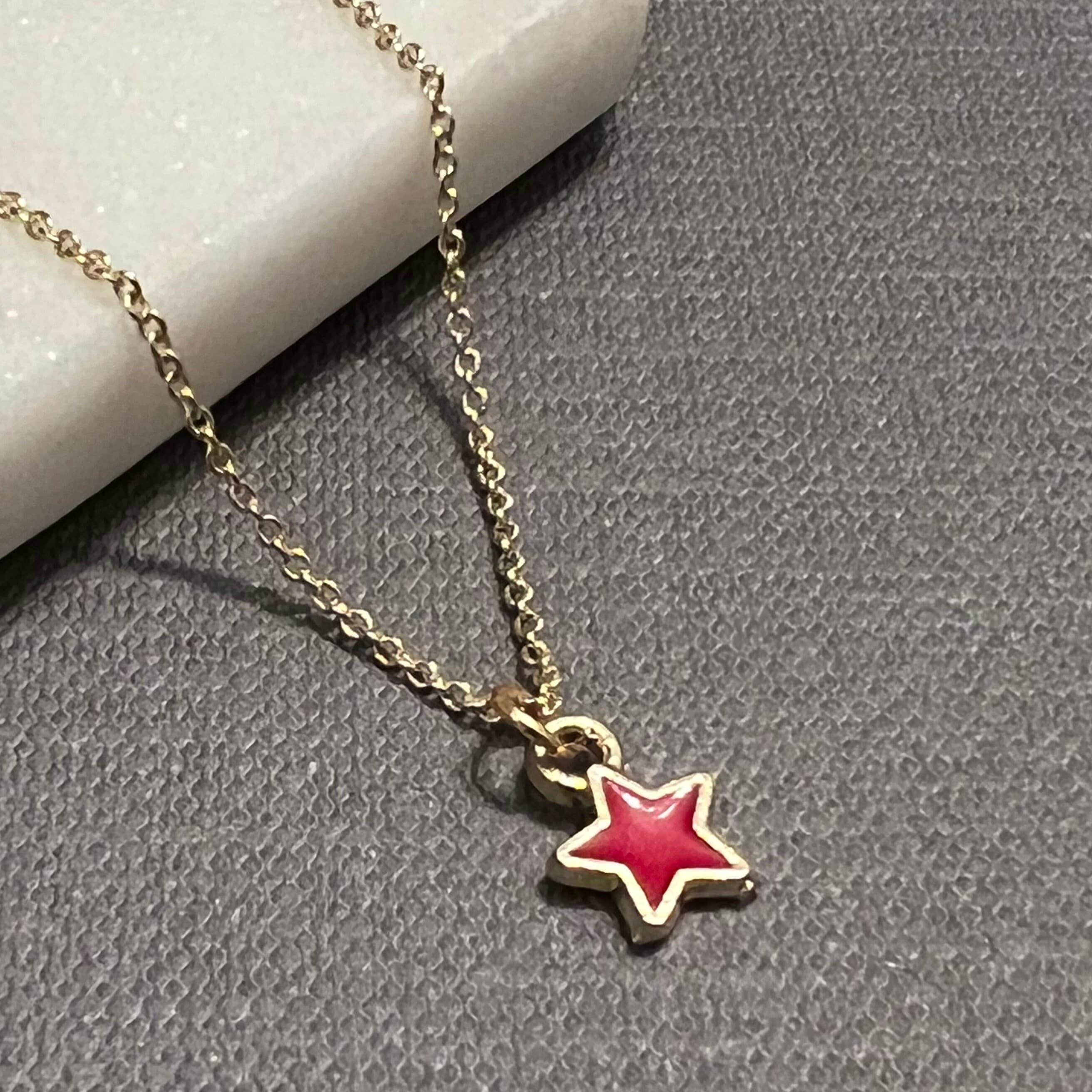 Red star necklace deals