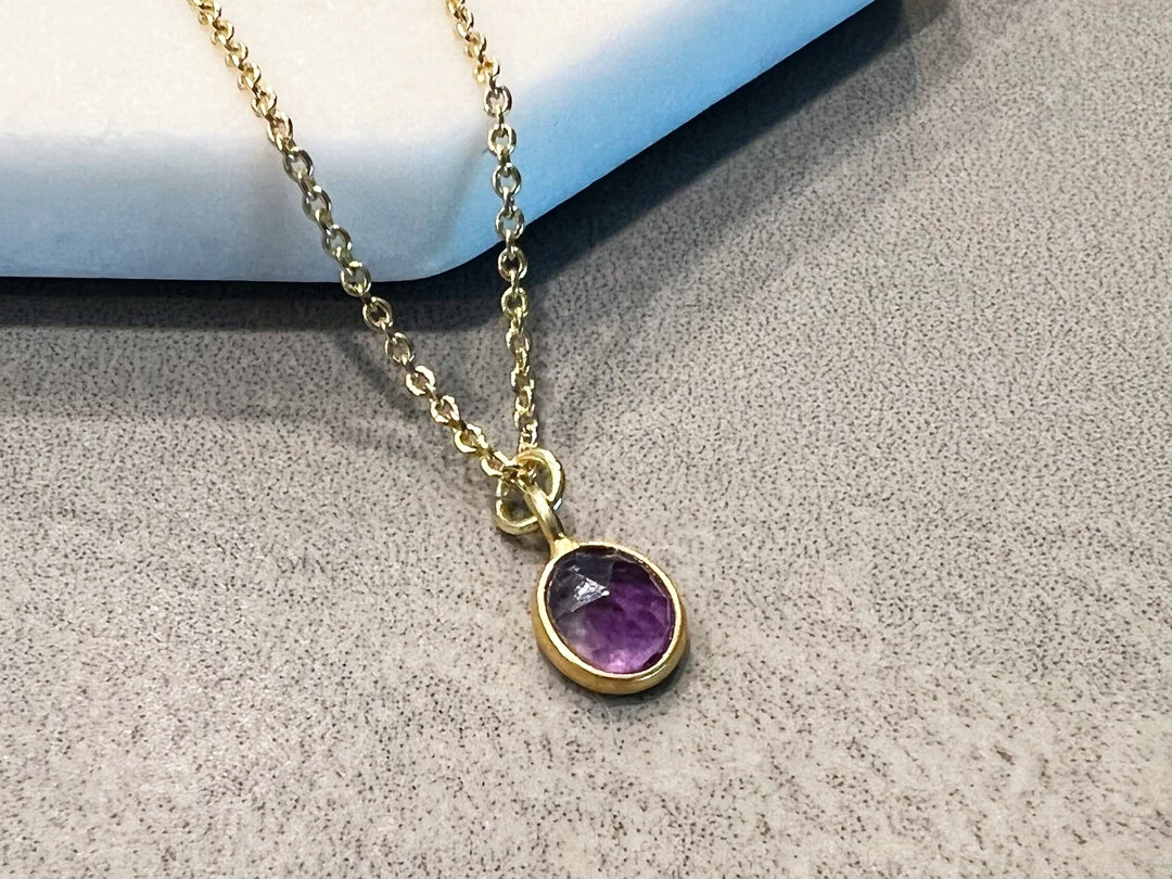 Dainty Amethyst Bar Necklace
