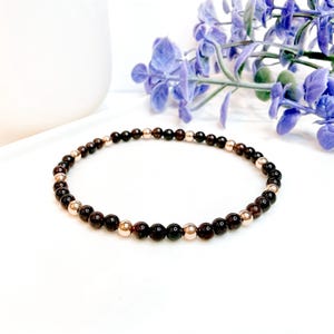 Red Garnet Beaded Stretch Bracelet, January Birthstone Handmade Jewelry, 2nd Anniversary Gemstone