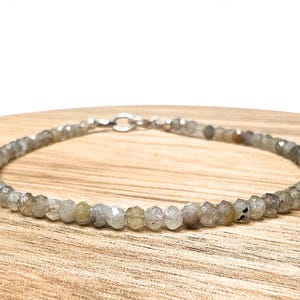 Yellow Labradorite Bracelet, Faceted Bead Bracelet, Earth Tones Gemstone Tiny Bead Choker Necklace, Boho Chic Handmade Artisan Jewelry Gift