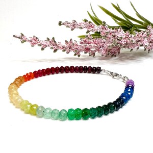 Rainbow Bracelet Beaded, Colorful Mixed Gemstone Candy Necklace, Multicolor Gem Rondelle Bead Bracelet, Multi Color Stones, Pride Bracelet image 7