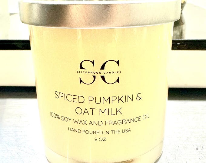 Spiced Pumpkin and Oatmeal 9 oz 100% Soy Wax Candle