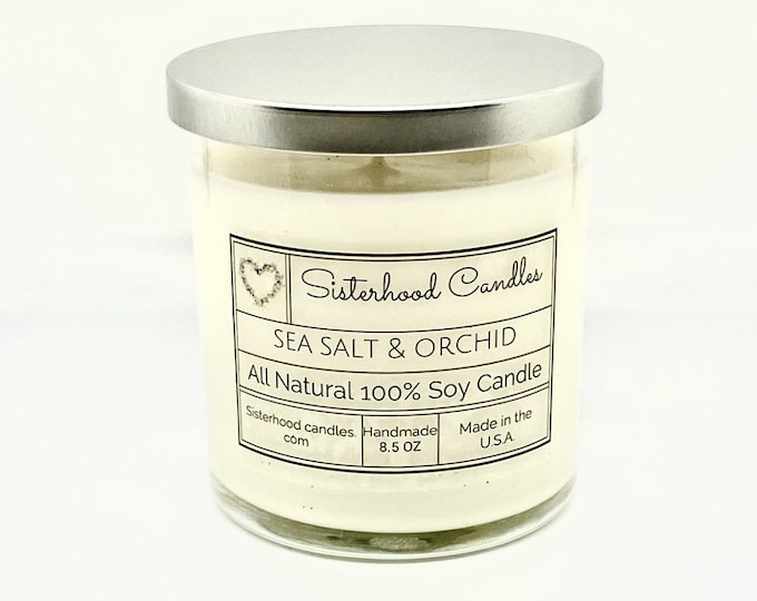 SEA SALT & ORCHID 100% Soy Wax Candle Free Shipping!