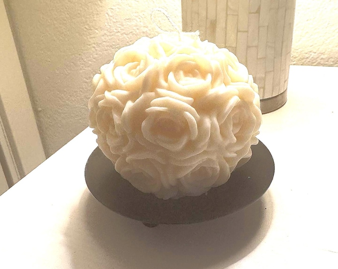 Rose Ball Candle 100% Soy Wax Candle Buttercream scent.
