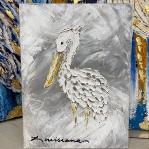 Louisiana pelican painting neutral art